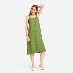 Everlane Picnic Button Front Summer Dress Green Women's 8
